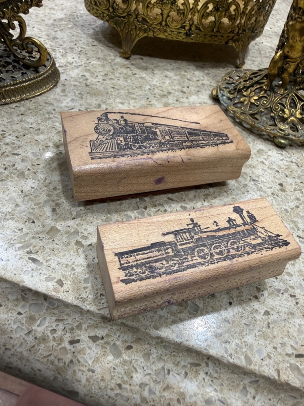 Stampd Wooden Train Stamp Set - Tan & Black